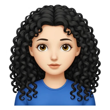 Really white girl with very long black 3a curly hair  sticker