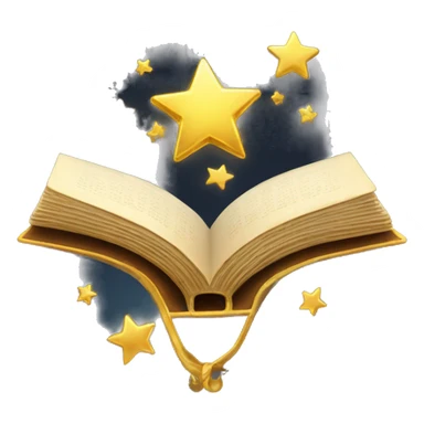 a magic book with golden stars sticker