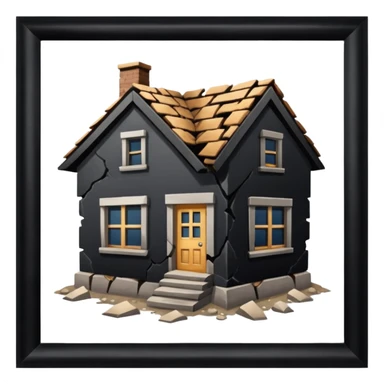 House crumbling to ground sticker