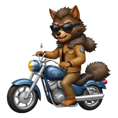 Werewolf with sunglasses riding motorcycle sticker