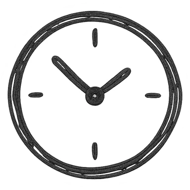 hand drawn outlined icon of a clock, no fill sticker