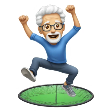 Old man on a trampoline  sticker