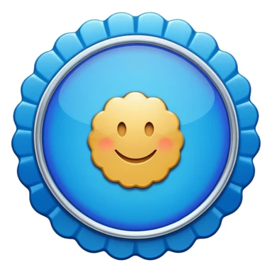 A blue scalloped circle with a verified thing sticker