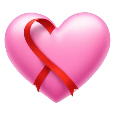 Pink heart with red ribbon  sticker