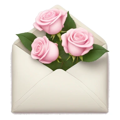 White envelope with light pink roses sticker