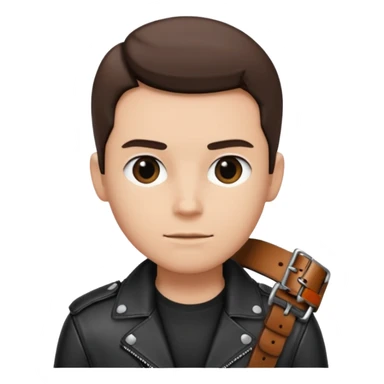 Person with straight face and belt in hand sticker