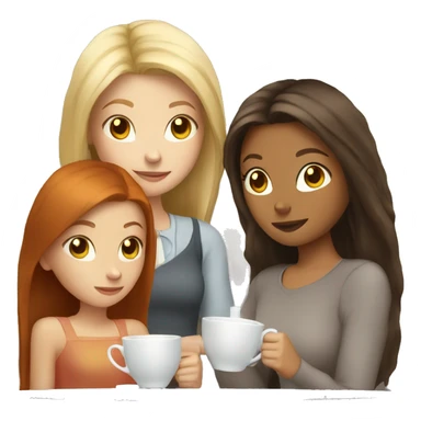 Three girls blonde brunette and redhead drinking tea sticker