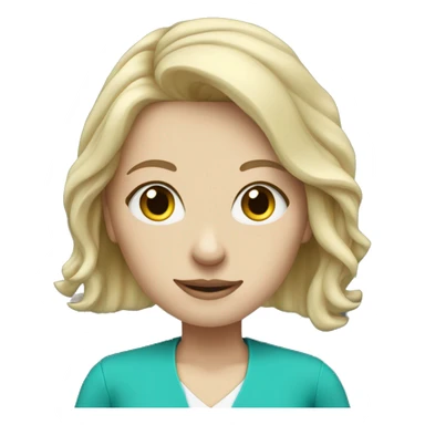 Pale girl blonde hair teacher wearing turquoise  sticker