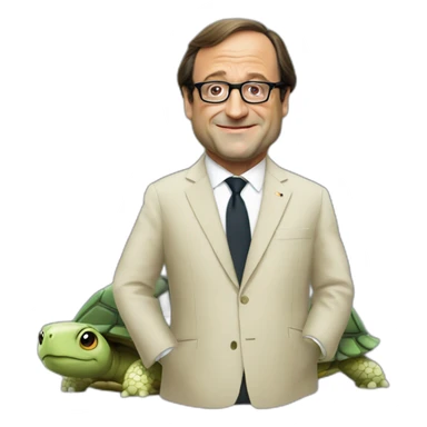 François Hollande in a turtle suite sticker