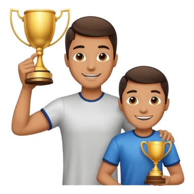 man raising a trophy sticker