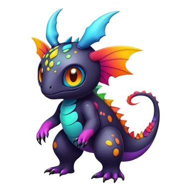 colorful dark Fakémon-creature with random markings sticker