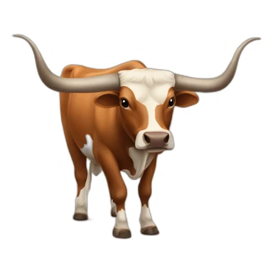 bull, Texas Longhorn with solid brown face, long long long long horns, full body sticker
