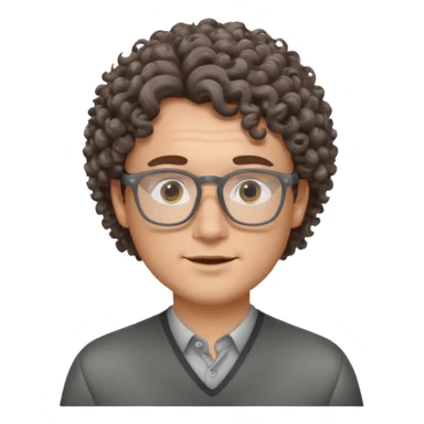 homme blanc avec cheveux brun frisés et lunettes grise sticker