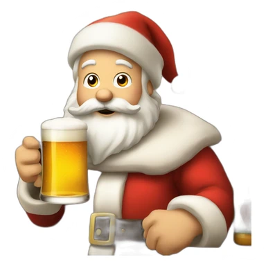 Santa drinking a beer sticker