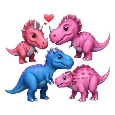 2 Dino one Triceratops cute pink kawei in love with one Blue t-Rex  sticker
