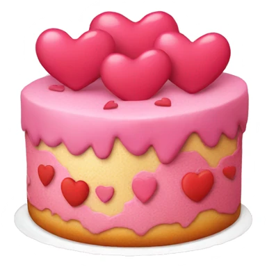 Torta de cumpleaños rosa con corazones sticker