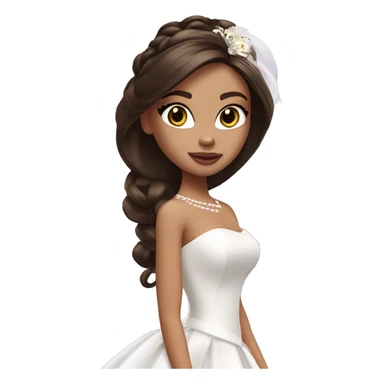 Bratz, bride, brunette half up half down hair, white skin, brown almond cat eyes sticker