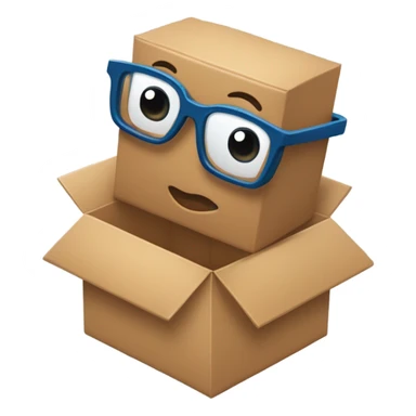 caja inteligente con lentes encima de un corazon grande  sticker