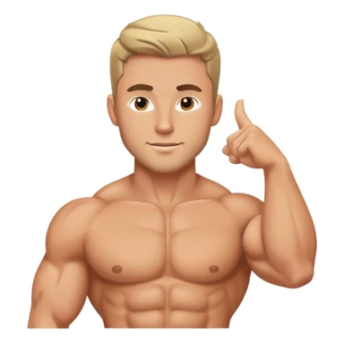 Muscular Caucasian gay man wearing a bikini sticker