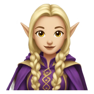 Noble female Elf with Elf ears and blonde hair and purple robes sticker