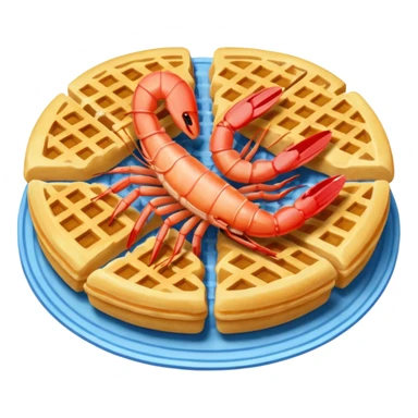 Shrimp with on a blue waffle sticker