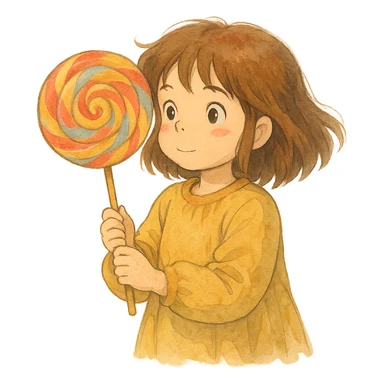 lollipop, ghibli style, detailed, whimsical, soft colors sticker