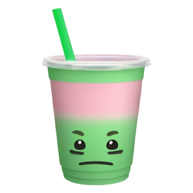 Pink boba green tea plastic cup  sticker