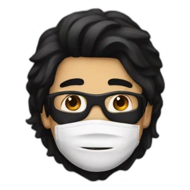 A guy with a black hair wearing a mask  sticker