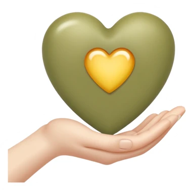 Pale olive heart in the hand sticker