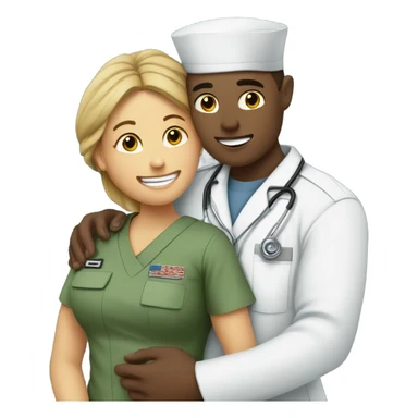 Soldier man hugging nurse woman sticker