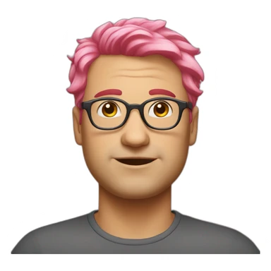 pinkhair-fat-middleage-man-whitepeople-redspectacle sticker