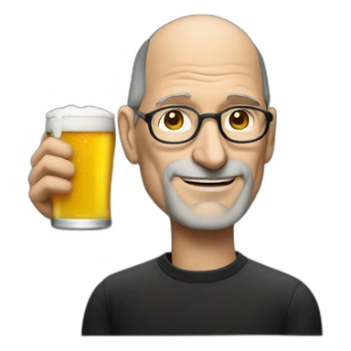 Steve jobs having a beer sticker