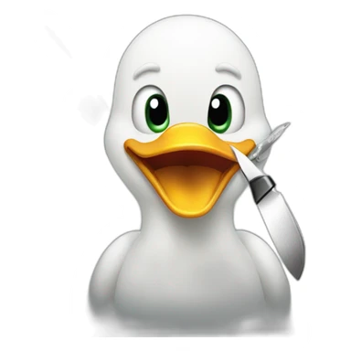 Duck pulls a knife in his teeth sticker