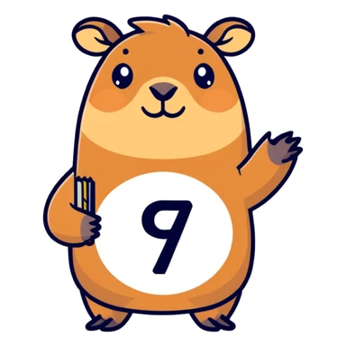 Capybara holding the number 67 sign in hands sticker