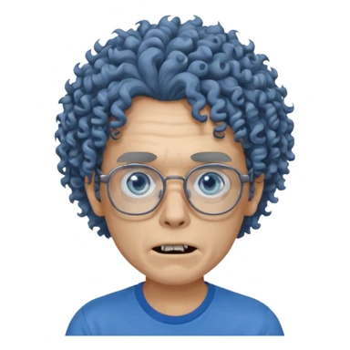 curly hair zombie with glasses blue t shirt sticker