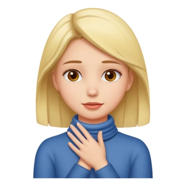 Girl putting her hands around her neck sticker