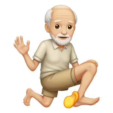 old man holding a foot sticker