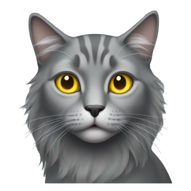 Gray long hair cat with yellow eyes sticker