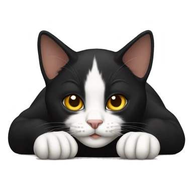 Black cat laying on the floor sticker