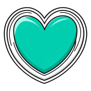 Beautiful elegant Maya-inspired heart symbol, refined clean geometric lines, sophisticated, dark green on white sticker
