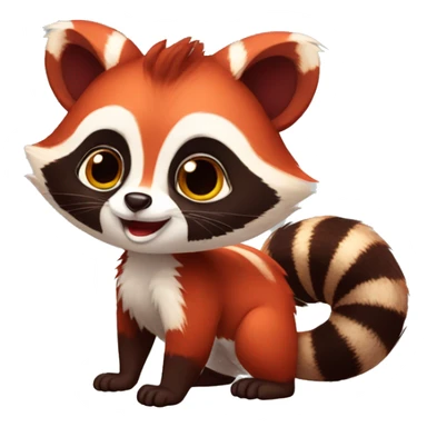 Cute red raccoon-panda-lemur-hybrid full body sticker