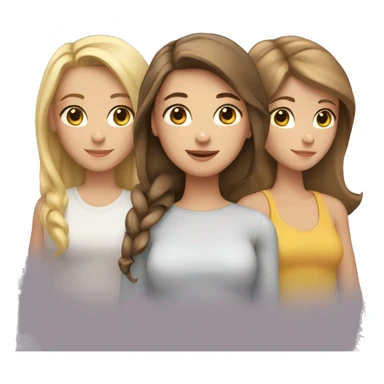 Three girls , one with short brown hair , one with long brown hair and one with long blonde hair  sticker
