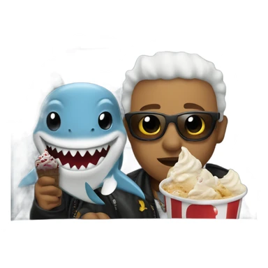 Ice crean punk with Shark in ice cube watching a movie in a car sticker