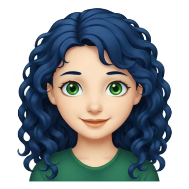 Girl with long  curly dark blue hair, green eyes, and very fair skin. sticker