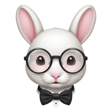 White bunny with round glasses and bow tie. sticker