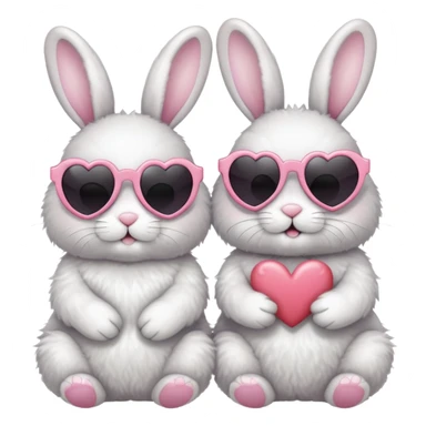 2 bunnies wearing sunglasses in love with hearts sticker