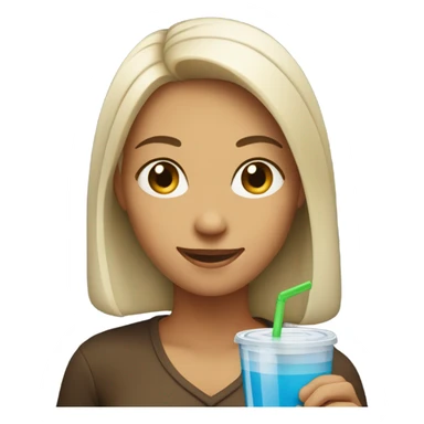 smiling woman with drink sticker