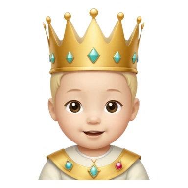 white asian baby wearing crown with number 1 written on it sticker