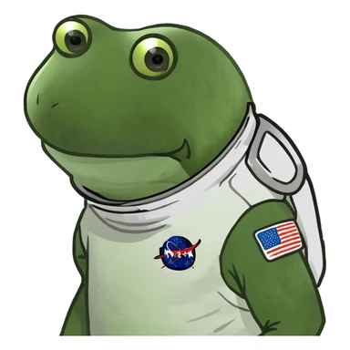 green frog in a spacesuit sticker