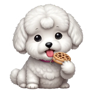 Bichon eating snacks sticker